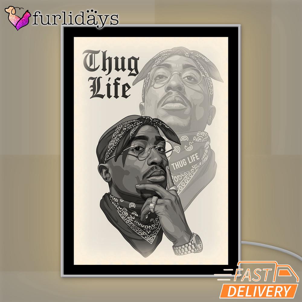 Tupac Thug Life Shadow Mirror Night Light, Rapper Lamp Tupac Thug Life Shadow Mirror Night Light, Rapper Lamp