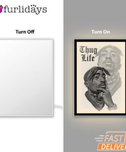 Tupac Thug Life Shadow Mirror Night Light, Rapper Lamp