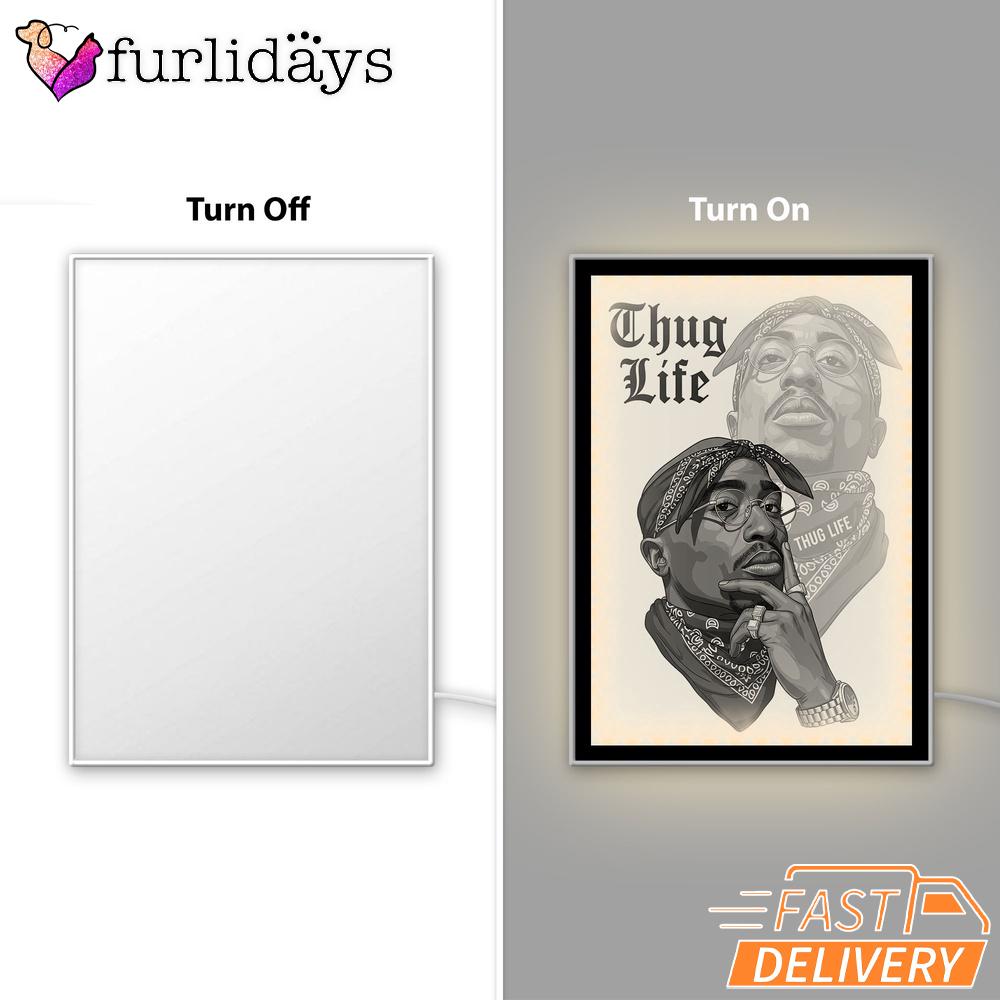 Tupac Thug Life Shadow Mirror Night Light, Rapper Lamp Tupac Thug Life Shadow Mirror Night Light, Rapper Lamp