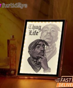 Tupac Thug Life Shadow Mirror Night Light, Rapper Lamp