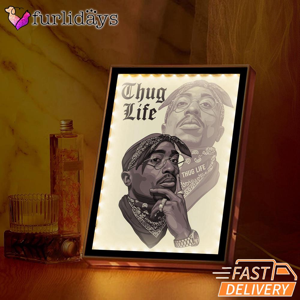 Tupac Thug Life Shadow Mirror Night Light, Rapper Lamp Tupac Thug Life Shadow Mirror Night Light, Rapper Lamp