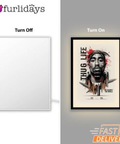 Tupac Thug Life Sketch Minimal Mirror Night Light, Rapper Lamp