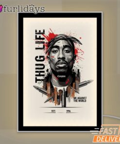 Tupac Thug Life Sketch Minimal Mirror Night Light, Rapper Lamp