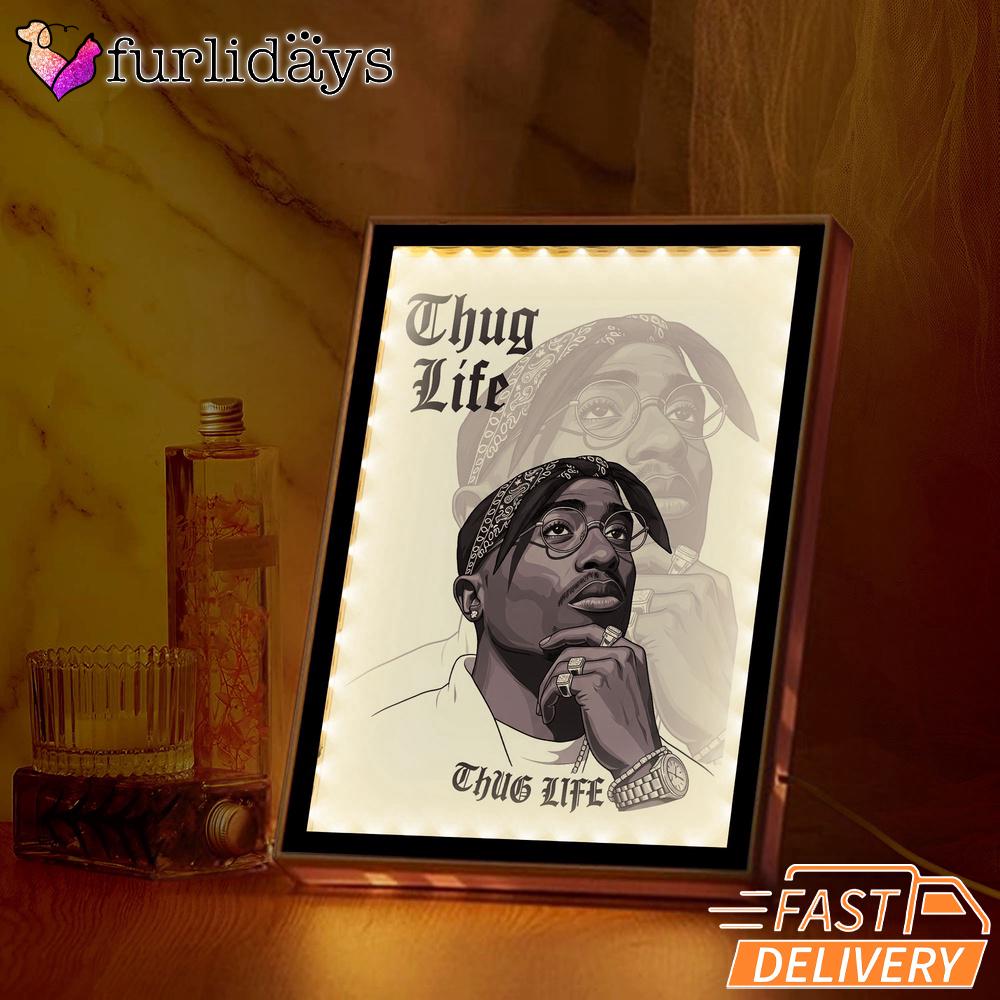 Tupac Thug Life Sketch Mirror Night Light, Rapper Lamp Tupac Thug Life Sketch Mirror Night Light, Rapper Lamp