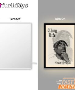 Tupac Thug Life Sketch Mirror Night Light, Rapper Lamp