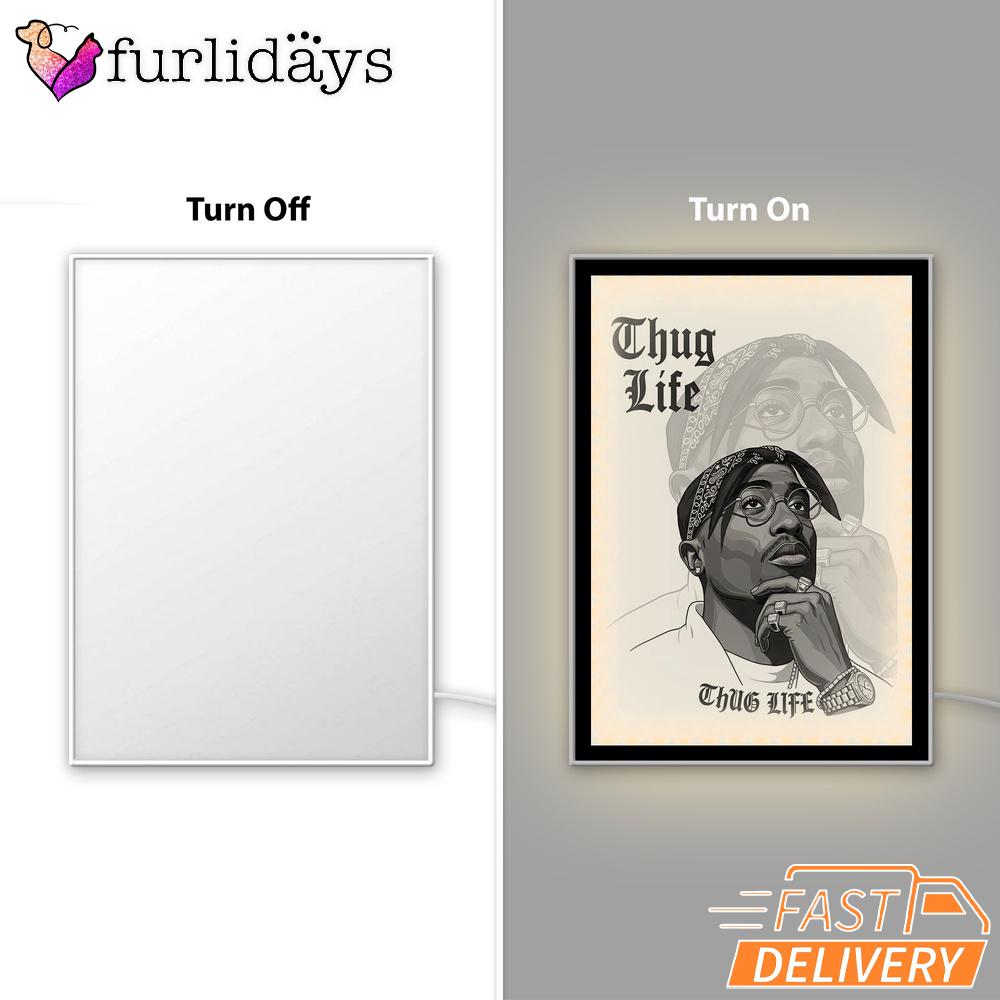 Tupac Thug Life Sketch Mirror Night Light, Rapper Lamp Tupac Thug Life Sketch Mirror Night Light, Rapper Lamp