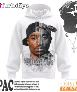 Tupac Thug Life Split Face 3D Hoodie, 90s Music Hoodie