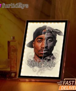 Tupac Thug Life Split Face Mirror Night Light, Rapper Lamp