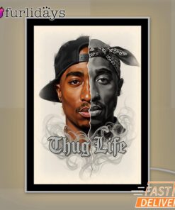Tupac Thug Life Split Face Mirror Night Light, Rapper Lamp