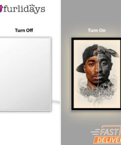 Tupac Thug Life Split Face Mirror Night Light, Rapper Lamp
