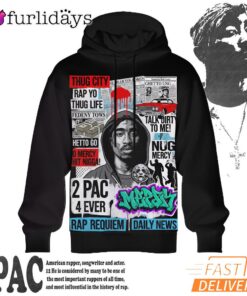 Tupac Thug Life Street Legend Graphic Art 3D Hoodie, 90s Music Hoodie