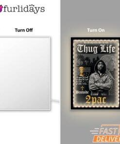 Tupac Thug Life Vintage Mirror Night Light, Rapper Lamp