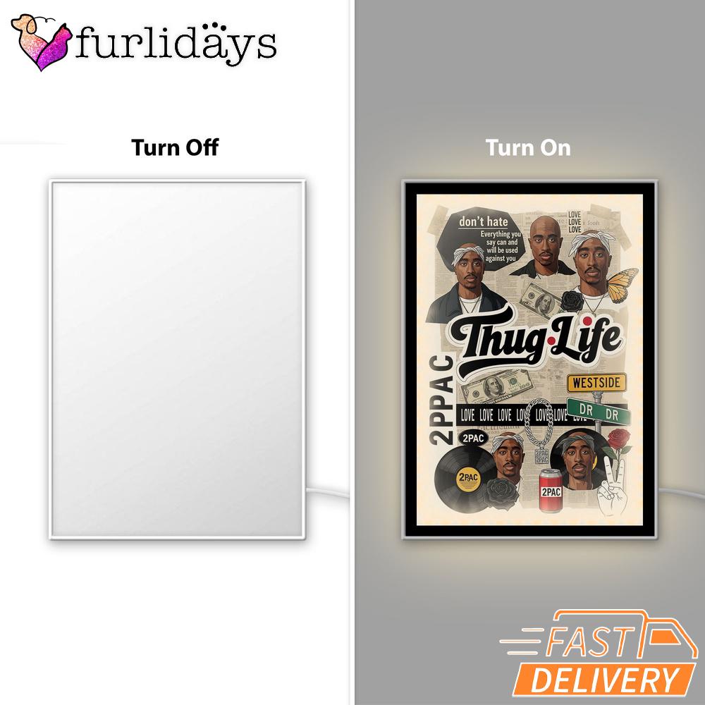 Tupac Thug Life White Collage Mirror Night Light Tupac Thug Life White Collage Mirror Night Light