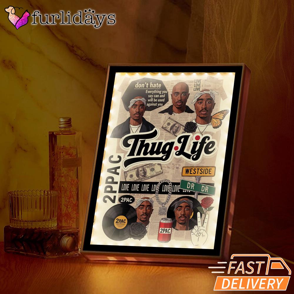 Tupac Thug Life White Collage Mirror Night Light Tupac Thug Life White Collage Mirror Night Light