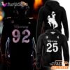 Wyoming Cowboys Bucking Horse Number Dark Mode Black Hoodie