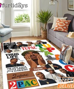 2Pac California Love Collage Rectangle Rug
