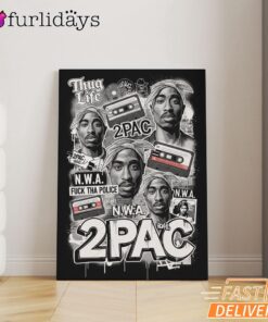 2Pac N.W.A Thug Life Collage Canvas, Rap Lengends Poster