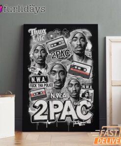 2Pac N.W.A Thug Life Collage Canvas, Rap Lengends Poster