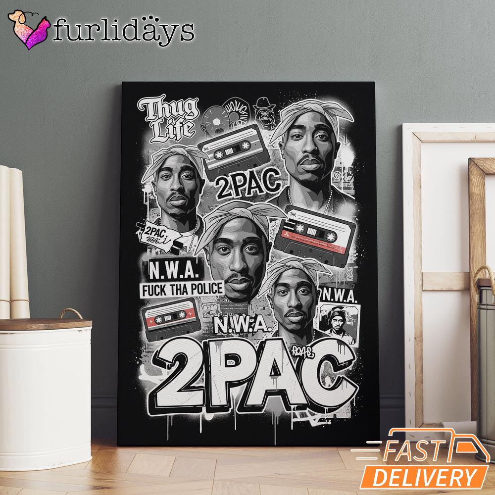 2Pac N.W.A Thug Life Collage Canvas, Rap Lengends Poster 2Pac N.W.A Thug Life Collage Canvas, Rap Lengends Poster