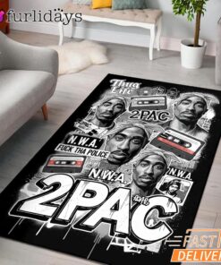 2Pac N.W.A Thug Life Collage Rectangle Rug