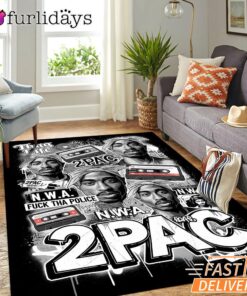 2Pac N.W.A Thug Life Collage Rectangle Rug