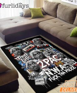 2Pac NWA Thug Life Rectangle Rug