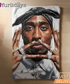 2Pac Peace Sign Portrait Blanket