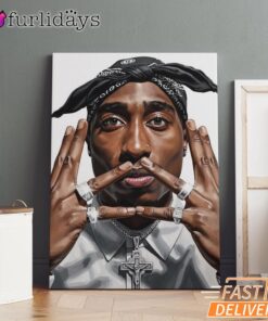 2Pac Peace Sign Portrait Canvas, Rap Lengends Poster