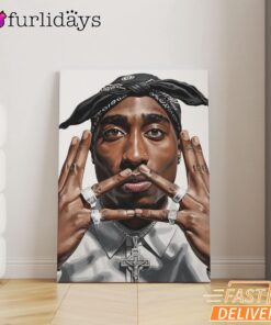 2Pac Peace Sign Portrait Canvas, Rap Lengends Poster