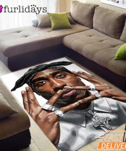 2Pac Peace Sign Portrait Rectangle Rug