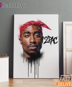 2Pac Red Bandana Art Canvas, Rap Lengends Poster