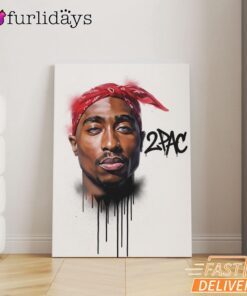 2Pac Red Bandana Art Canvas, Rap Lengends Poster