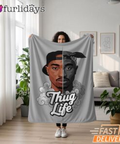 2Pac Thug Life Split Face Graphic Blanket