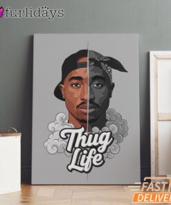 2Pac Thug Life Split Face Graphic Canvas, Rap Lengends Poster