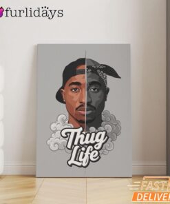 2Pac Thug Life Split Face Graphic Canvas, Rap Lengends Poster