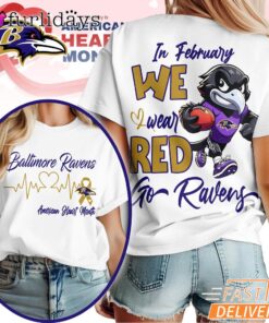 Baltimore Ravens NFL American Heart Month 3D T-Shirt
