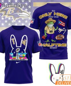 Baltimore Ravens Super Bowl Halftime Show Bad Bunny Signature 3D T-Shirt