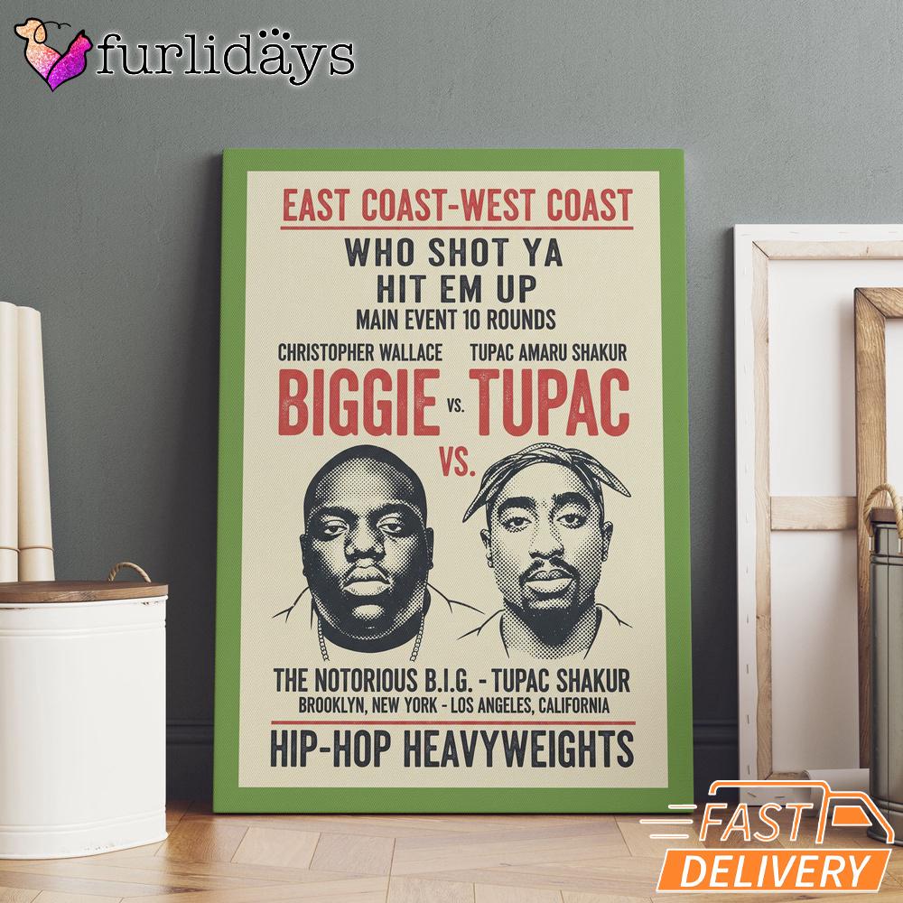 Biggie Tupac Coast Clash Canvas, Rap Lengends Poster Biggie Tupac Coast Clash Canvas, Rap Lengends Poster