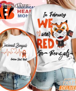 Cincinnati Bengals NFL American Heart Month 3D T-Shirt