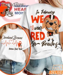 Cleveland Browns NFL American Heart Month 3D T-Shirt