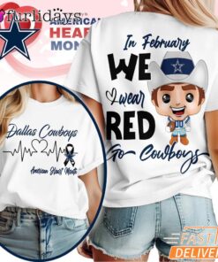 Dallas Cowboys NFL American Heart Month 3D T-Shirt