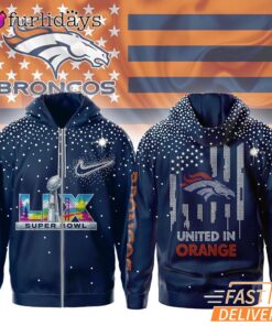 Denver Broncos Super Bowl United In Orange Zip Hoodie