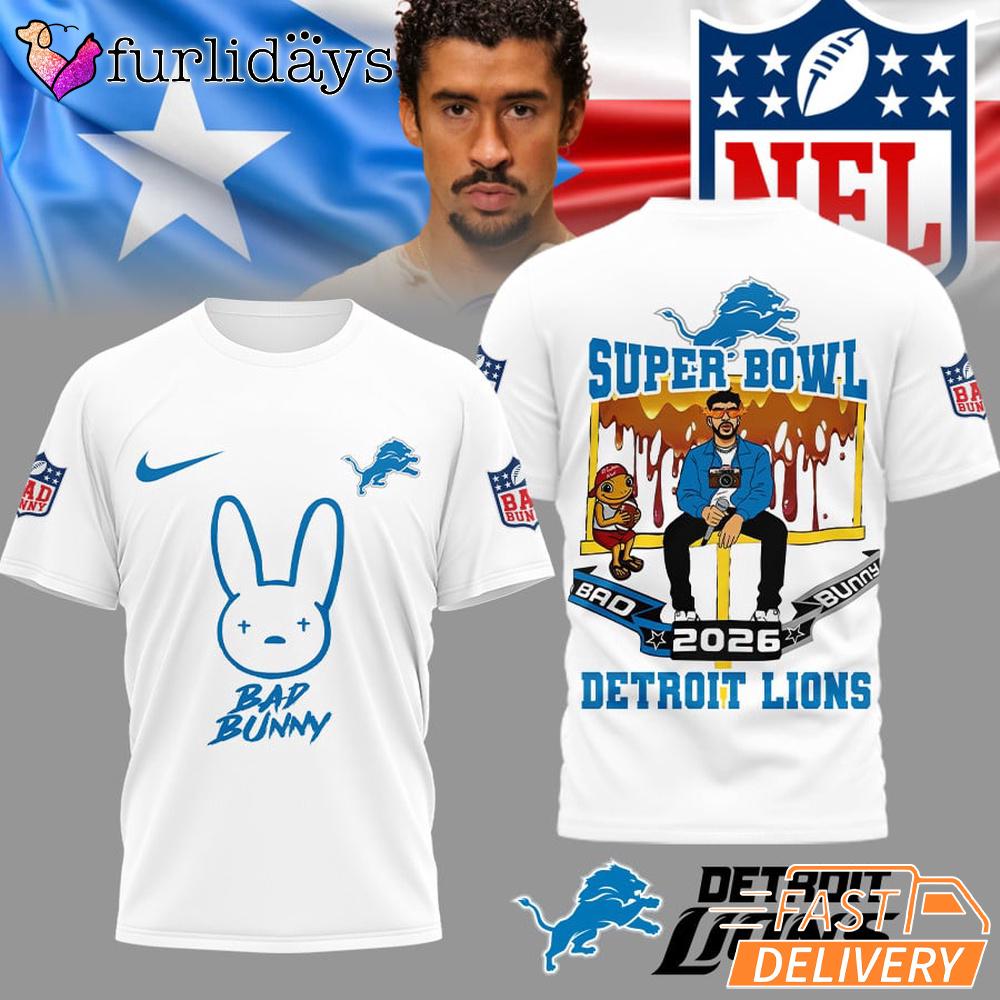 Detroit Lions NFL Bad Bunny Super Bowl Limited Edition T Shirt Detroit Lions NFL Bad Bunny Super Bowl Limited Edition T Shirt
