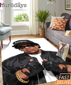 Eazy E Compton Black Cap Rectangle Rug