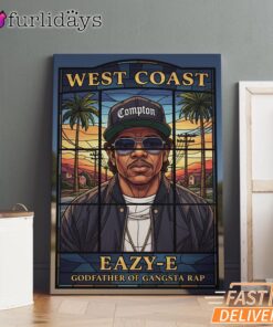 Eazy E West Coast Dark Canvas, Rap Lengends Poster