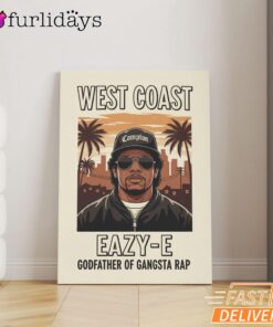 Eazy E West Coast White Canvas, Rap Lengends Poster
