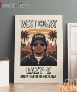 Eazy E West Coast White Canvas, Rap Lengends Poster