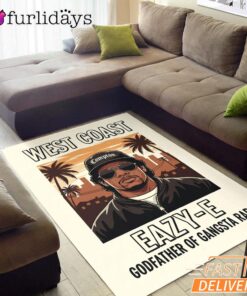 Eazy E West Coast White Rectangle Rug