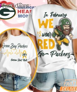 Green Bay Packers NFL American Heart Month 3D T-Shirt