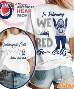 Indianapolis Colts NFL American Heart Month 3D T-Shirt